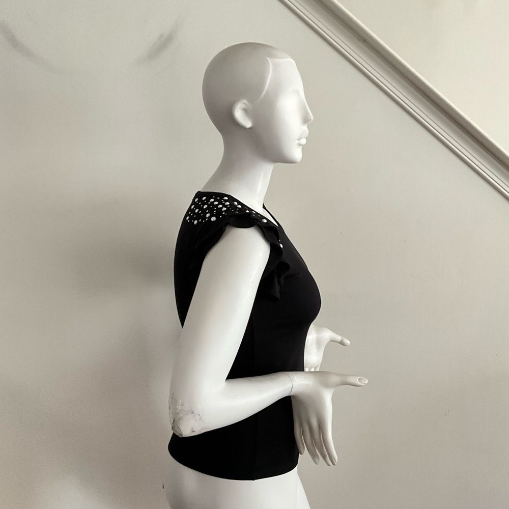 Occasion Embellished Cap Sleeve Tee Black S — image 7 of 8